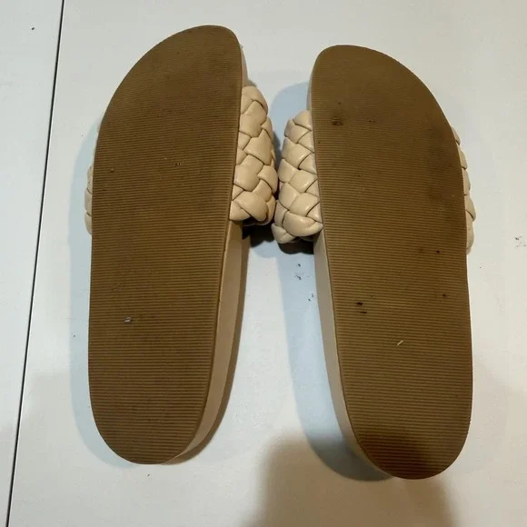 Loeffler Randall Sandals Womens Size 9 Beige Braided Leather Slide Flat Shoes - Picture 6 of 9